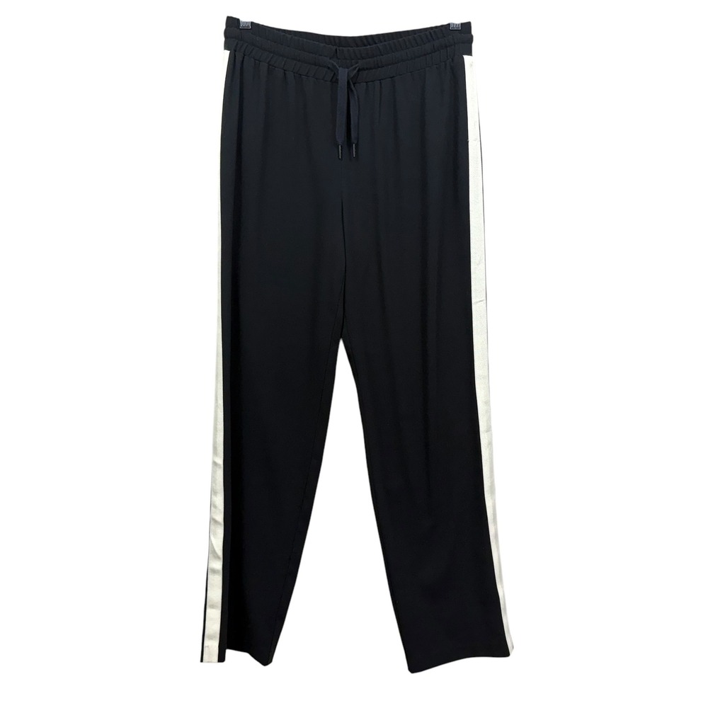 Avec Les Filles Women Lounge Pants Drawstring PullOn Waist Black White Stripe M*